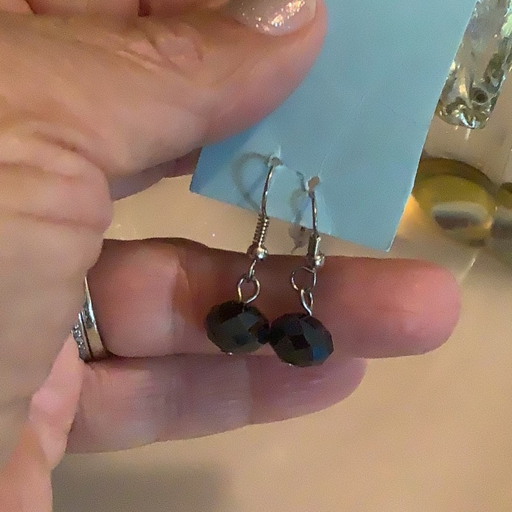 Pierced earrings wires hand made from craft fair black silver dangle